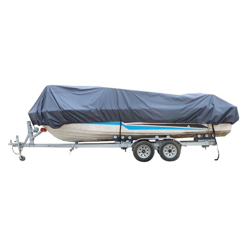 RainMan S 14-16ft 90 Beam Width Gray Heavy Duty PEVA Boat Cover Replacement for V-Hull Fishing Boat Tri-Hull Runabout Bass Boat Fish Ski Pro-Style Bass - Image 1